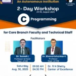 2 Day Workshop C Programming for Core Branch Faculty and Technical staff