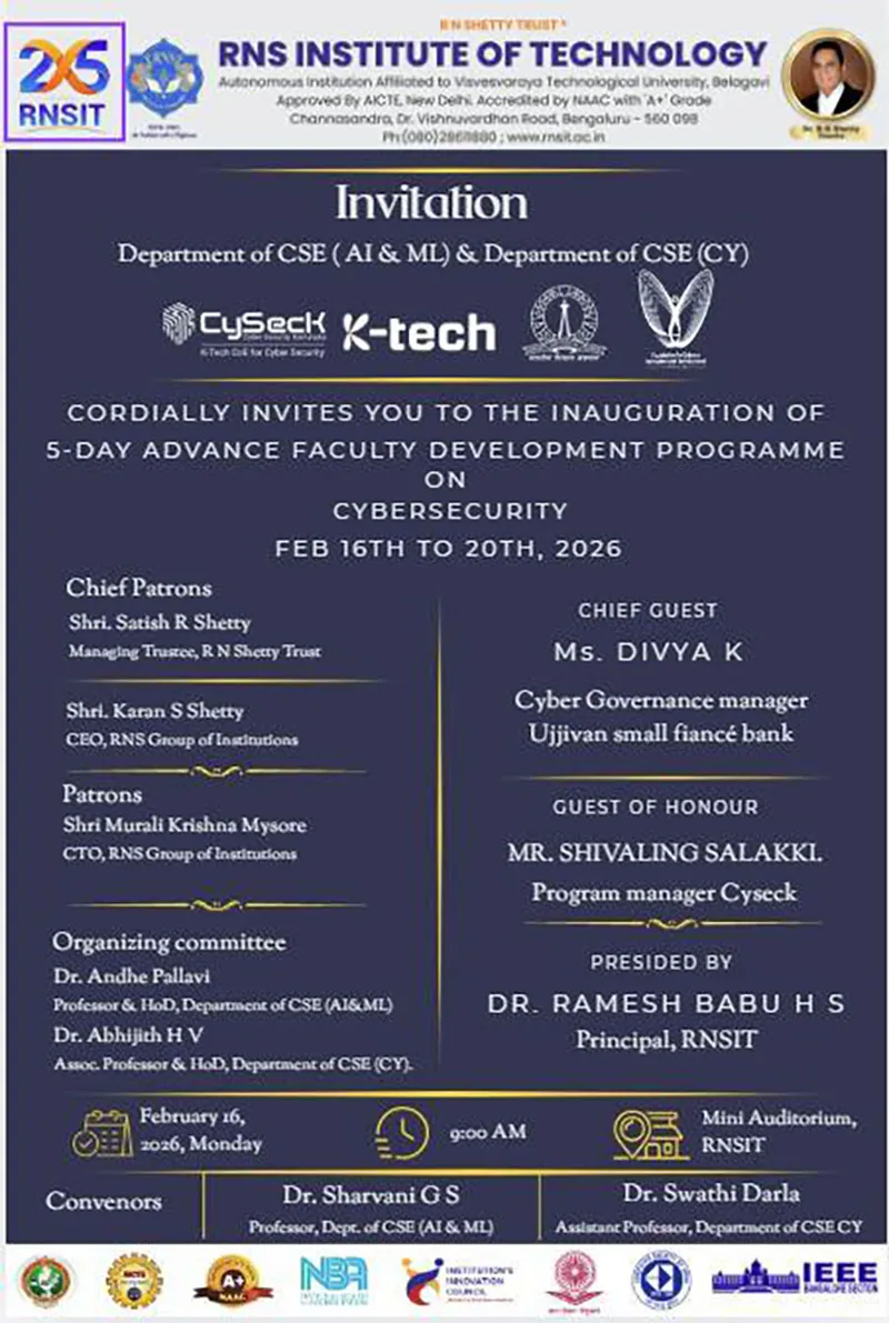 5-Day Advance Faculty Development Program on Cybersecurity