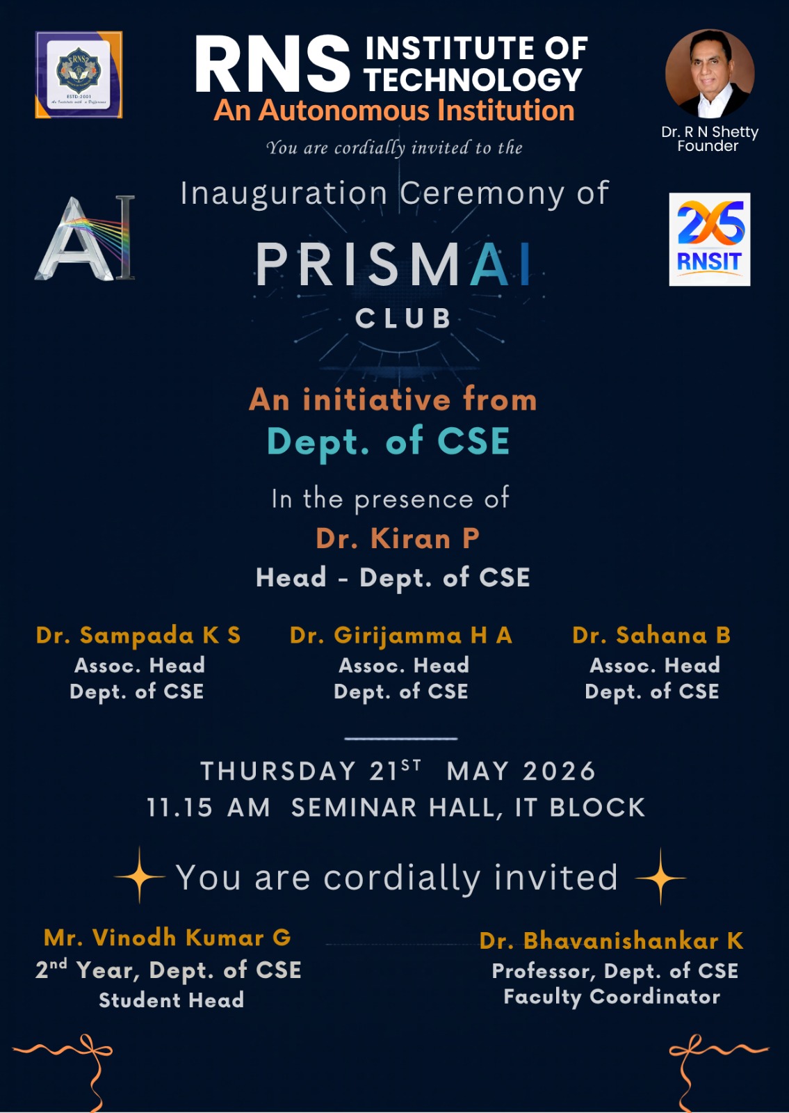 Inauguration ceremony of PRISM AI club