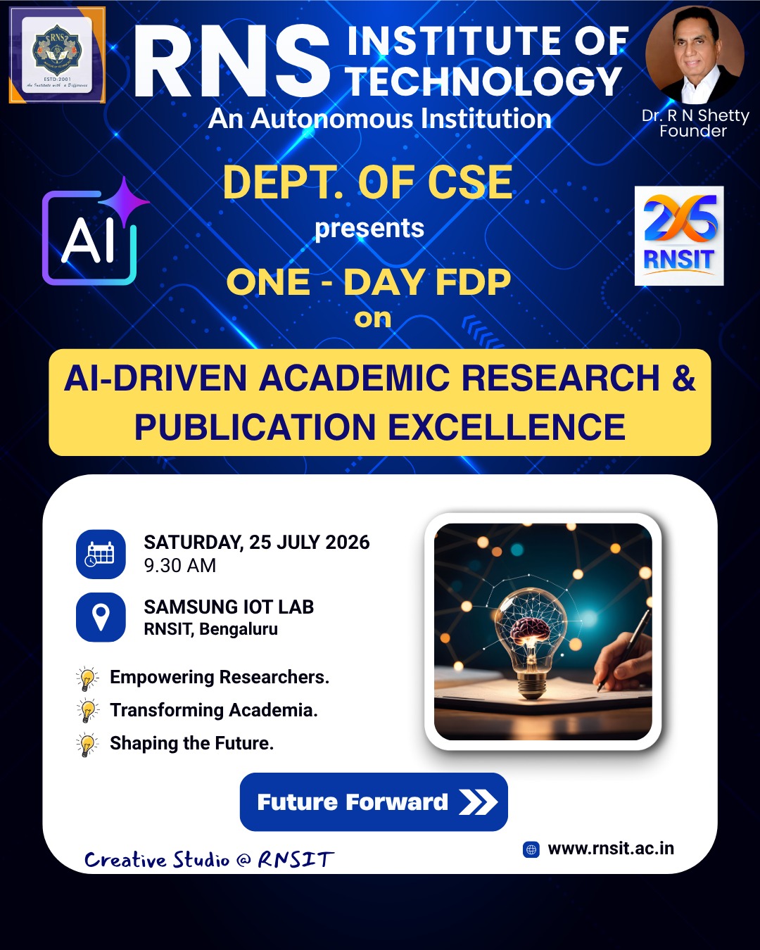 Dept of CSE Presents One-Day FDP on AI-Driven Academic Research & Publication Excellence