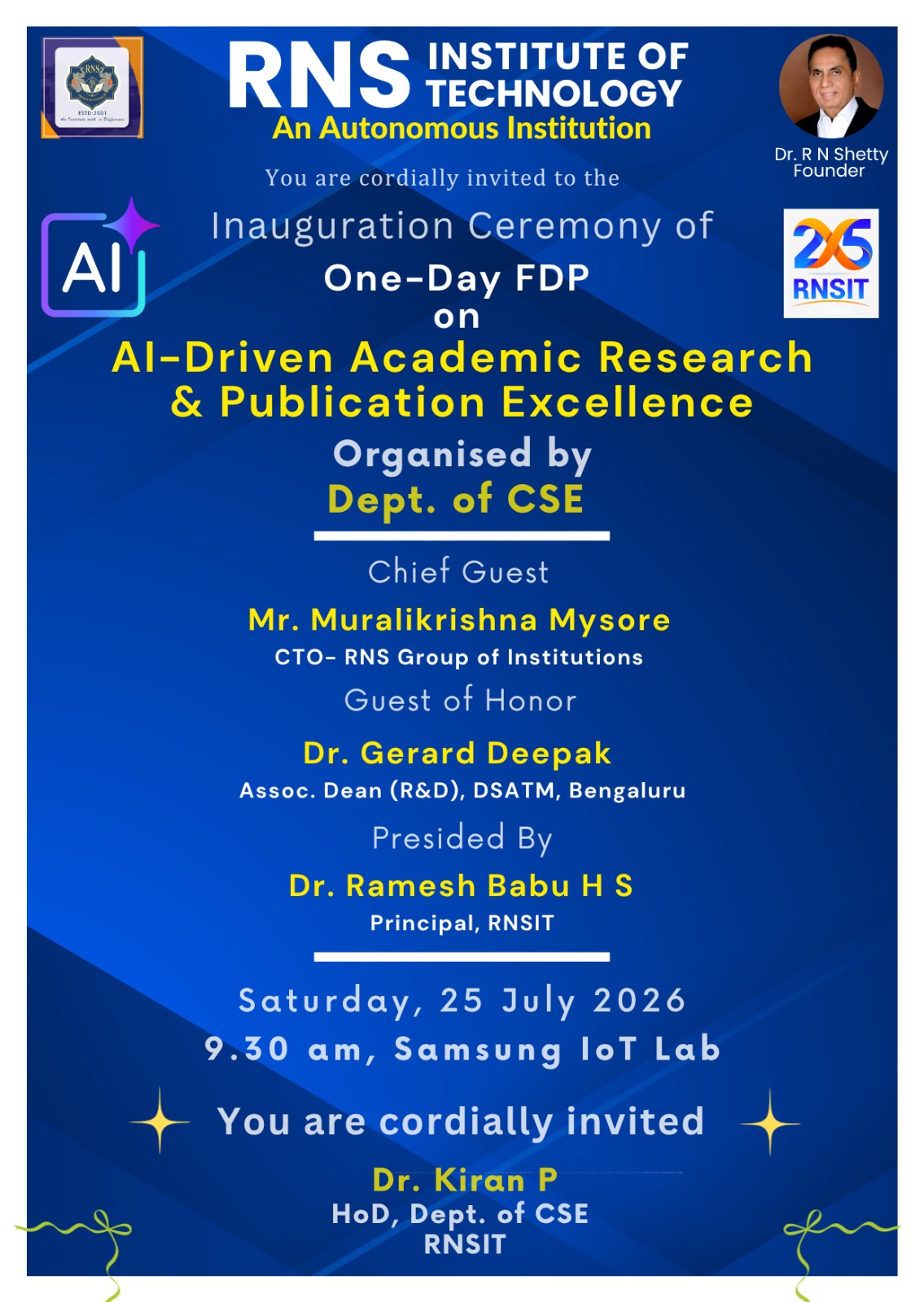 Inauguration Ceremony of One-Day FDP on AI-Driven Academic Research & Publication Excellence